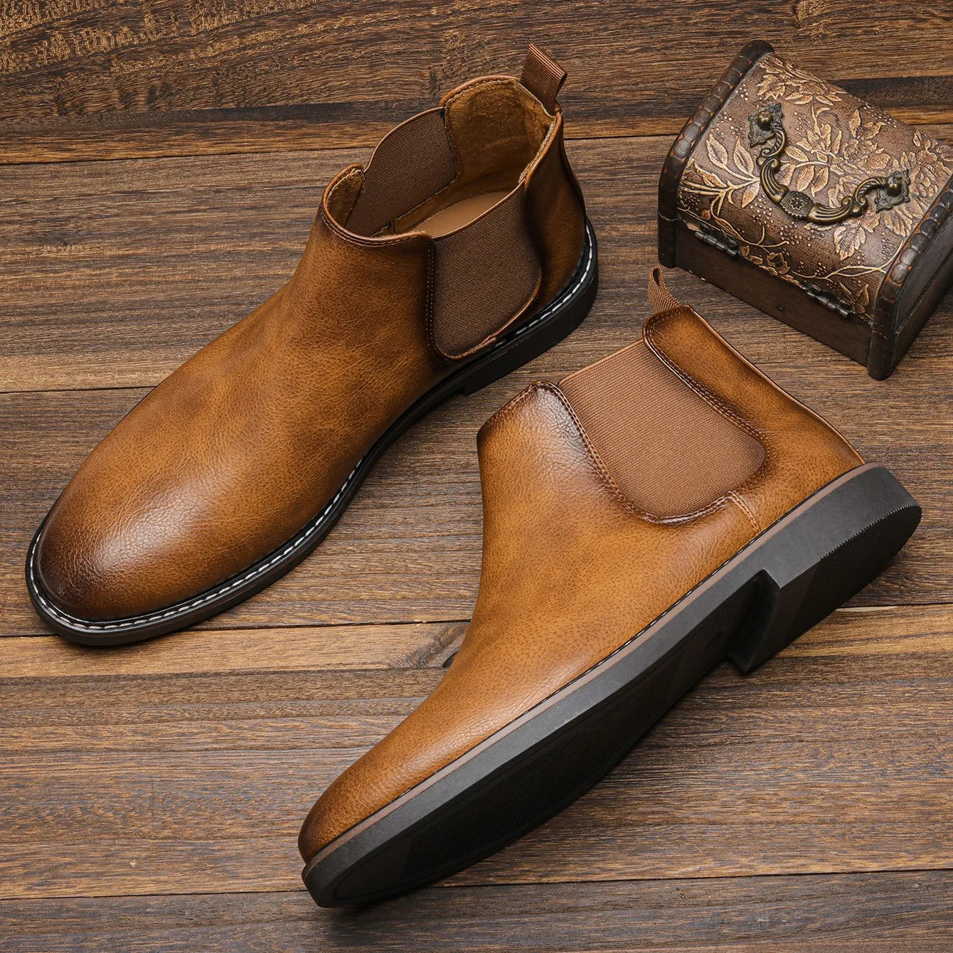 Eleganter Chelsea-Stiefel für Herren aus Leder