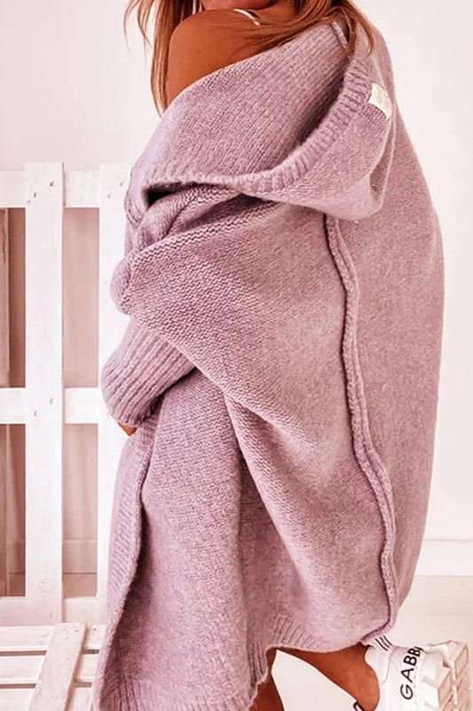 WW | Stilvolle Übergröße Kapuzenpulli Strickjacke