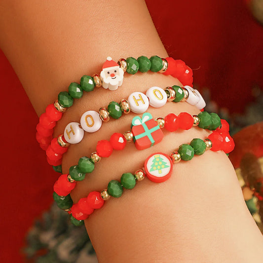 4-teiliges Weihnachtsperlen-Armband-Set