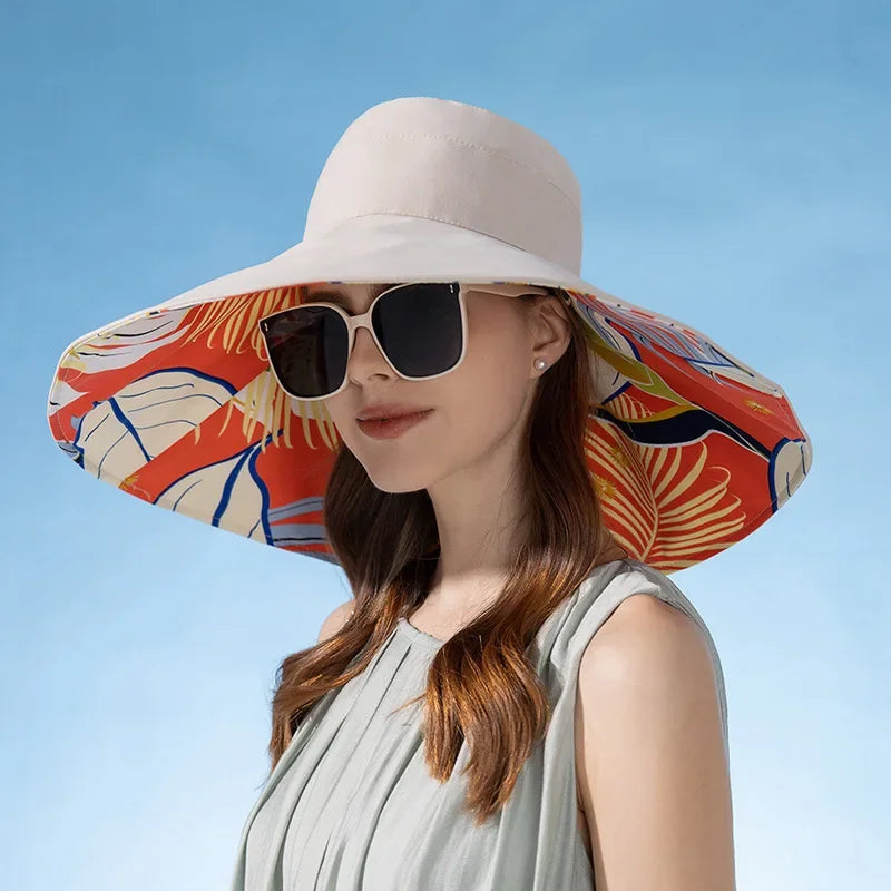Wendbarer Sonnenhut aus Baumwolle mit breiter Krempe (56–60 cm) – Liora