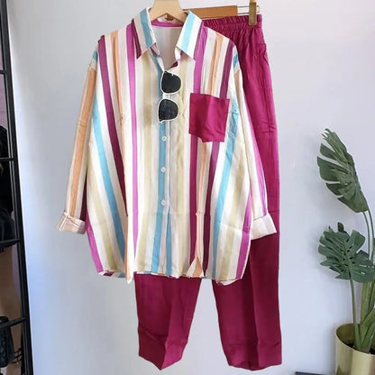 Zweiteiliges Sommer-Set aus Leinen Lockeres Shirt & Weite Hose - Zayenne