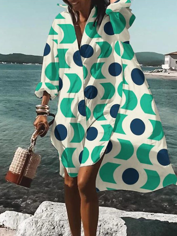 Übergroßes Hemdblusenkleid Mit Muster Für Damen | Mini