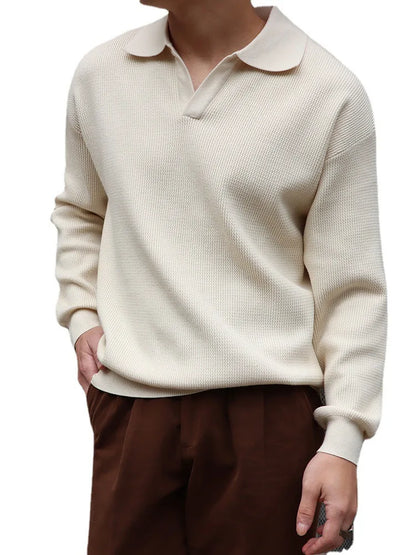 GentleKnit - Herren Langarm Polo Pullover