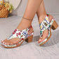 Bunte Damen Sandalen mit Blumenmuster und Blockabsatz – Yasmina