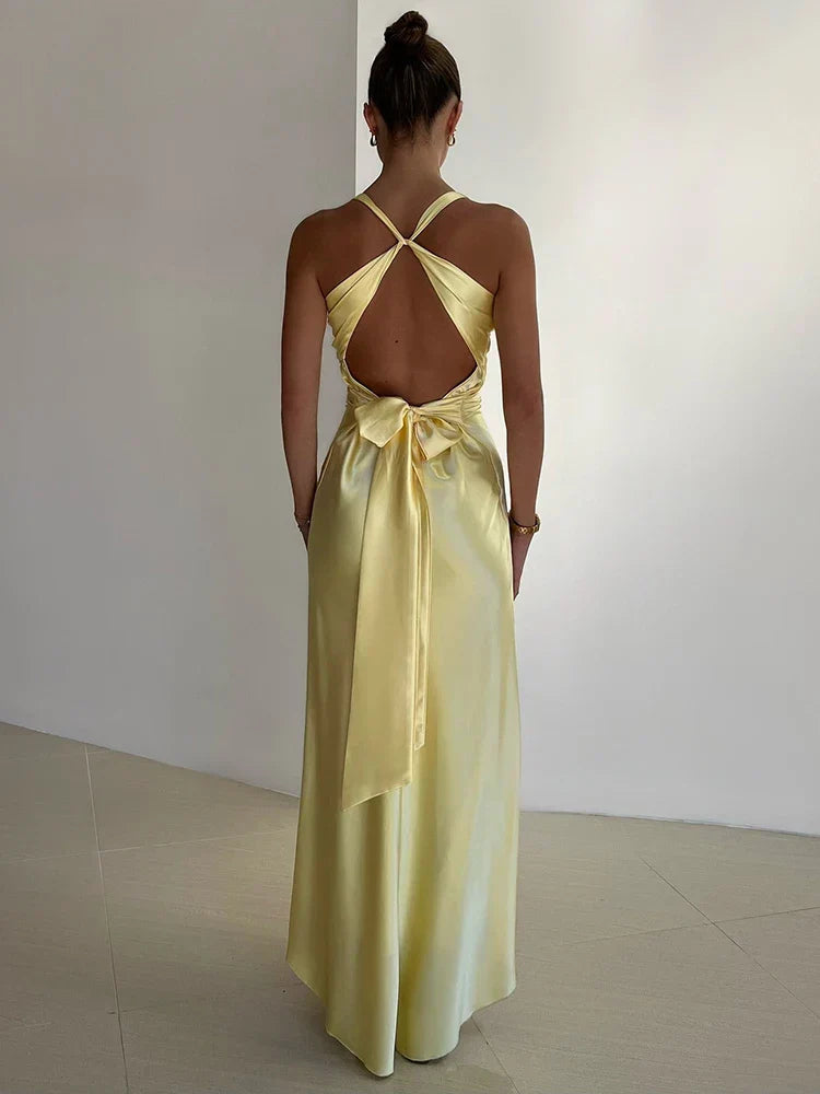 Ärmelloses Damen-Maxikleid mit tiefem V-Ausschnitt für den Sommer