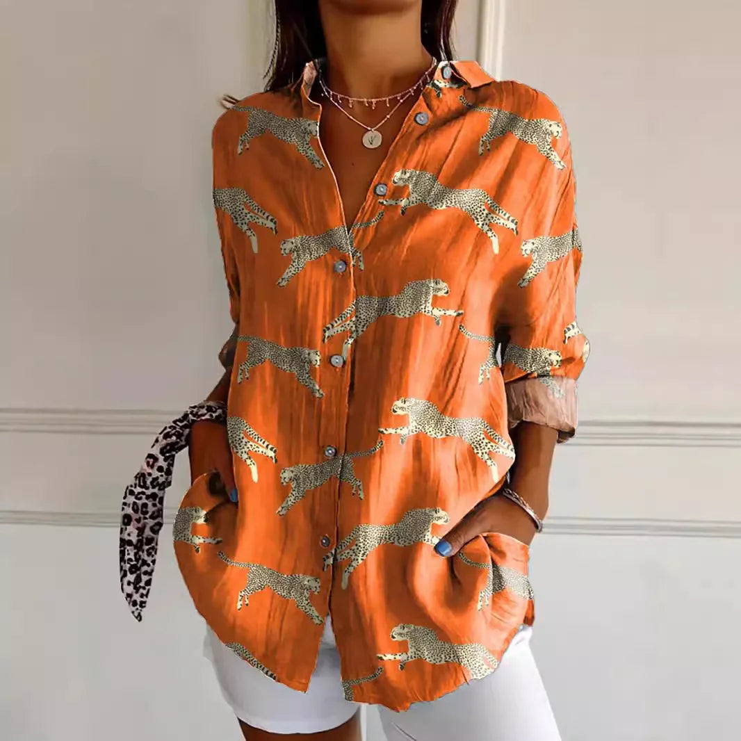 Damen Bedrucken Button Down Hemd | Langarm
