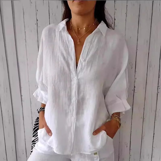 Damen Sommer Button Down Hemd | Langarm