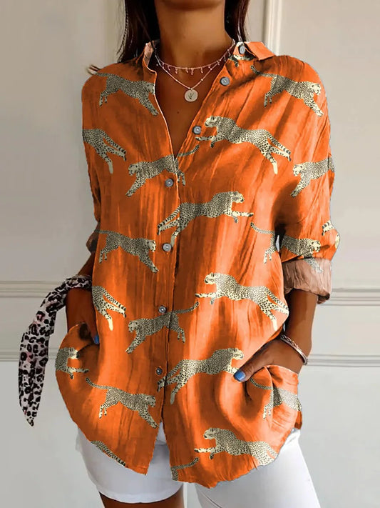 Damen Bedrucken Button Down Hemd | Langarm