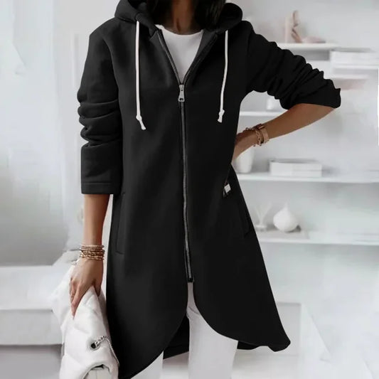 WW | Kapuzenstrickjacke mit geschwungenem Saum