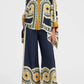 Zweiteiliges Damen Leinen Streetwear-Set Mit Ethno-Print – Samira