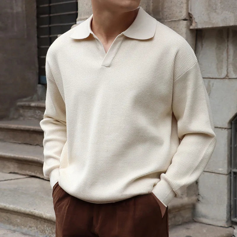 GentleKnit - Herren Langarm Polo Pullover