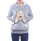 WW - Damen Kapuzenpullover mit bestickten Reißverschlusstaschen für lässige Winterbekleidung
