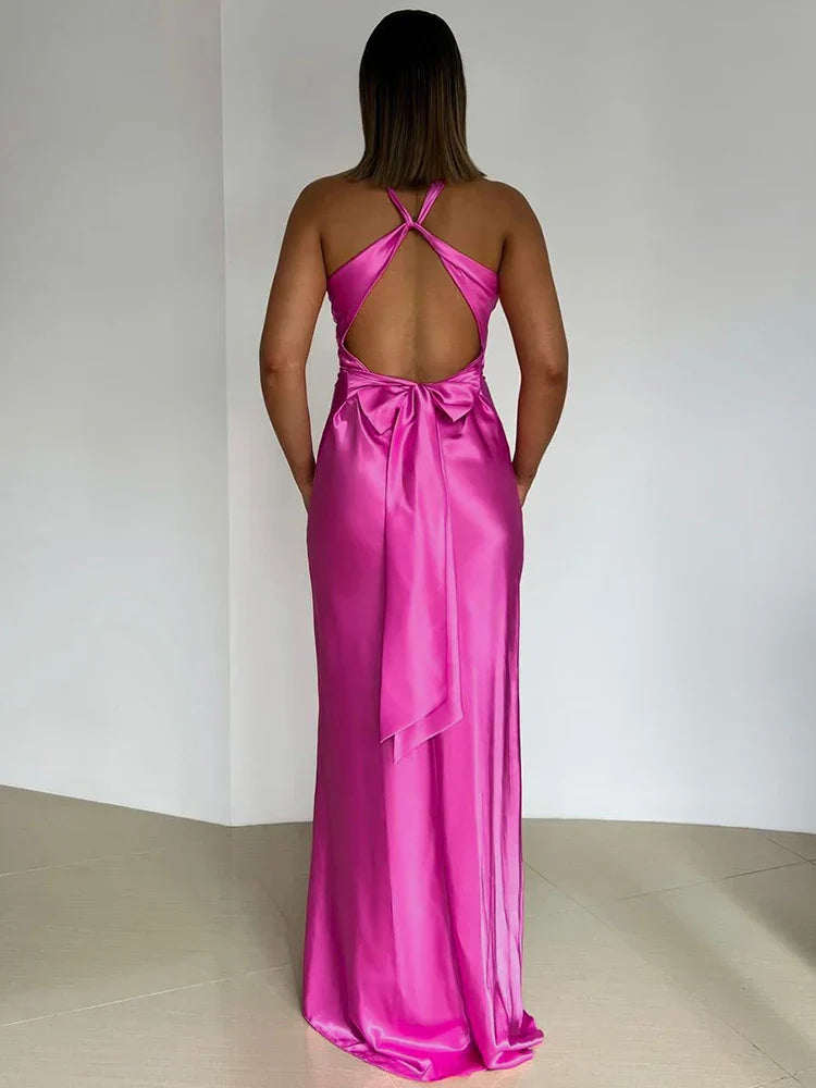 Ärmelloses Damen-Maxikleid mit tiefem V-Ausschnitt für den Sommer