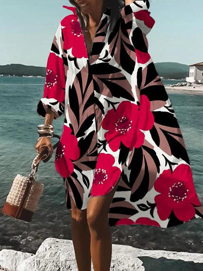 Übergroßes Hemdblusenkleid Mit Muster Für Damen | Mini