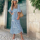 Damen Boho-Kleid – Luftiges Blumenkleid mit weitem Schnitt und 3/4 Ärmeln