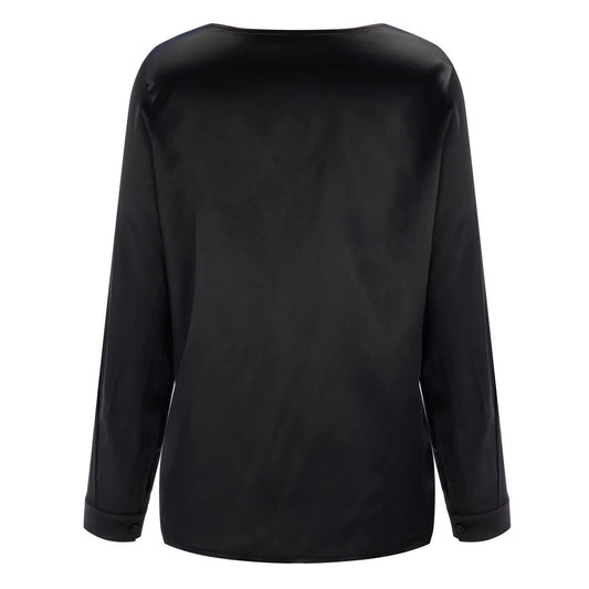 Satiniertes Damen Shirt mit tiefem V-Ausschnitt & Langarm – Daria
