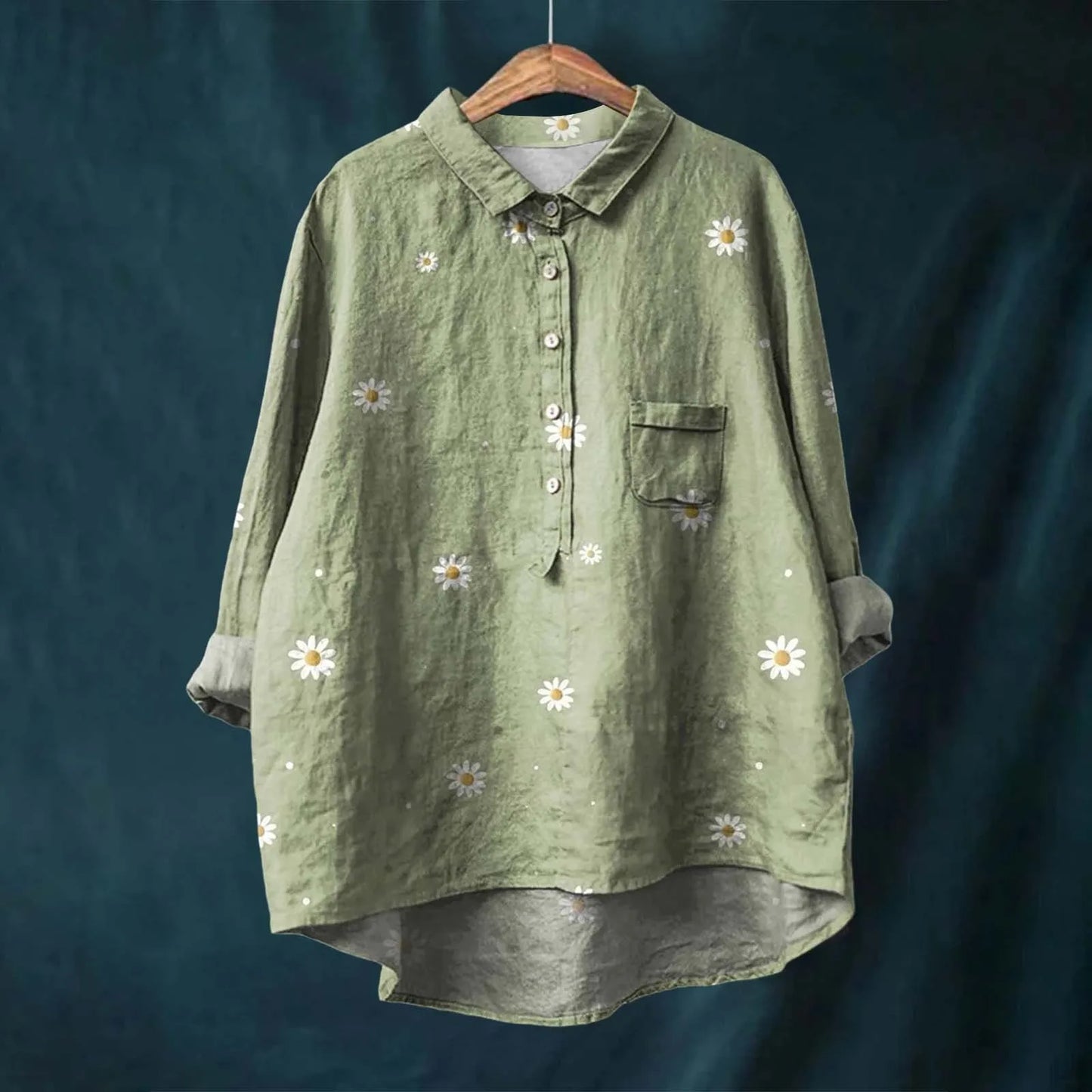 Übergrosses Damen Hemd Mit Blumendruck | Langarm