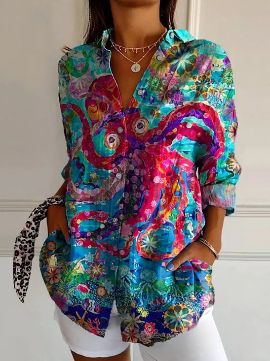 Damen Elegante Button Down Hemd | Langarm