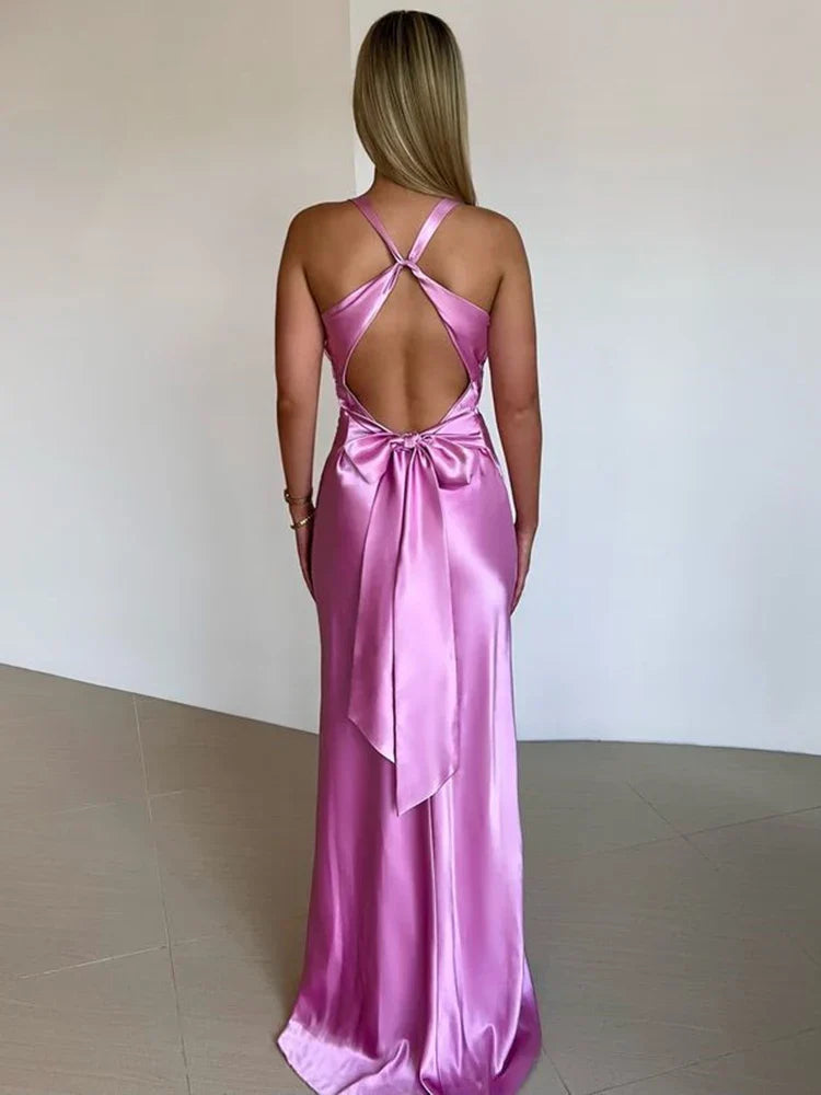 Ärmelloses Damen-Maxikleid mit tiefem V-Ausschnitt für den Sommer