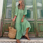 Damen Boho-Kleid – Luftiges Blumenkleid mit weitem Schnitt und 3/4 Ärmeln