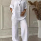 Luftiges & Stylisches Sommer-Set mit Bluse & Weithose aus Leinen – Melina