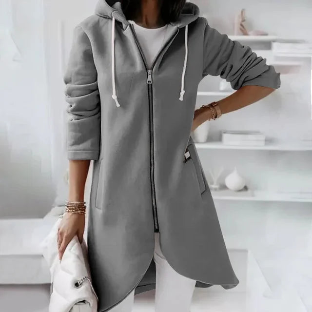 WW | Kapuzenstrickjacke mit geschwungenem Saum