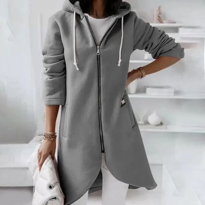WW | Kapuzenstrickjacke mit geschwungenem Saum