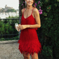 Felicidade - Elegantes Cocktailkleid für Damen mit Pailletten und Federn