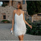 Felicidade - Elegantes Cocktailkleid für Damen mit Pailletten und Federn