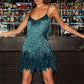 Felicidade - Elegantes Cocktailkleid für Damen mit Pailletten und Federn