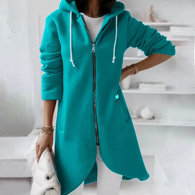 WW | Kapuzenstrickjacke mit geschwungenem Saum