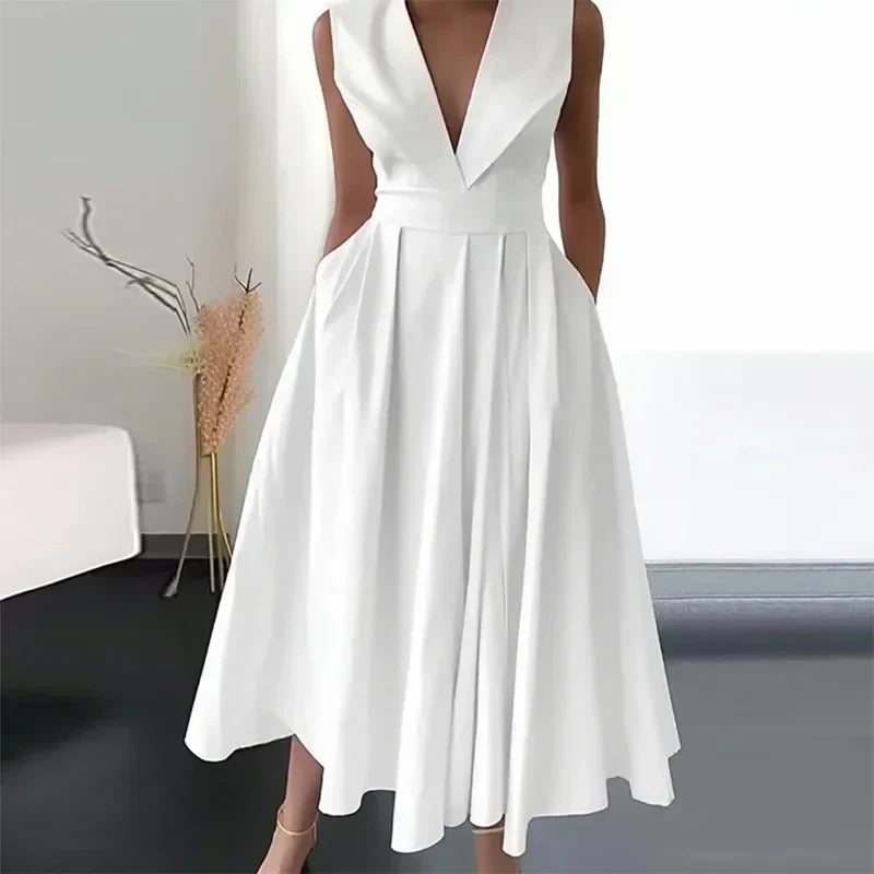 Sommerkleid Mit V Ausschnitt Für Damen | Midi