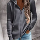 Damen Kapuzenpullover mit strukturierter Rippoptik und praktischen Knöpfen WW