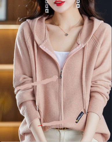 – Einfarbiger rosa Hoodie