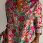 Damen Blumen Button Down Hemd | Langarm