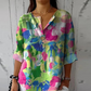 Damen Elegante Button Down Hemd | Blumen Bedrucken