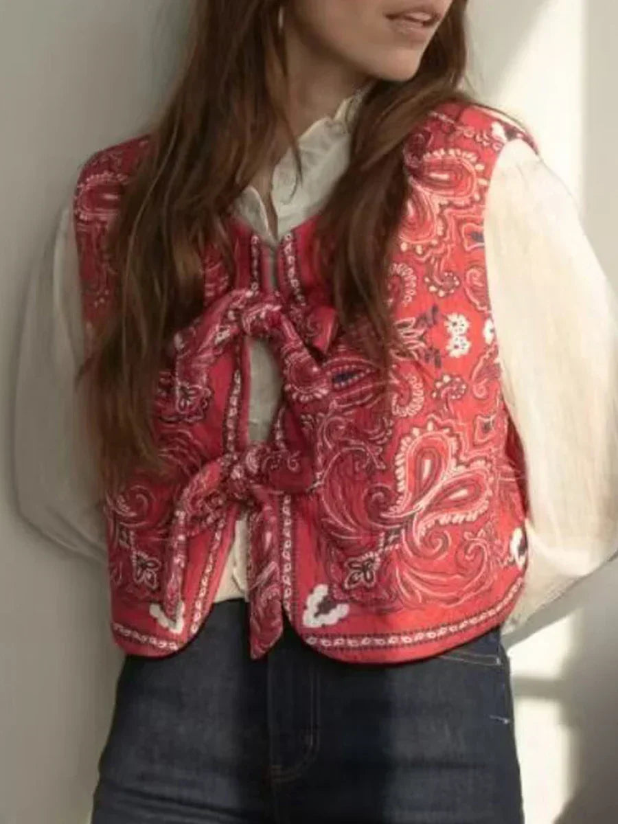 Y2K Rot Bandana Wickel-Top Trendiges Cropped Streetwear-Oberteil - Liora