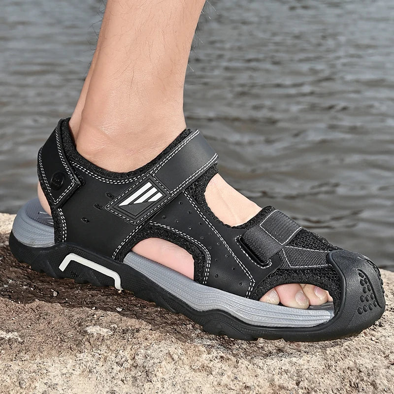 Bequeme rutschfeste Ledersandalen für Herren – Ideal für Senioren