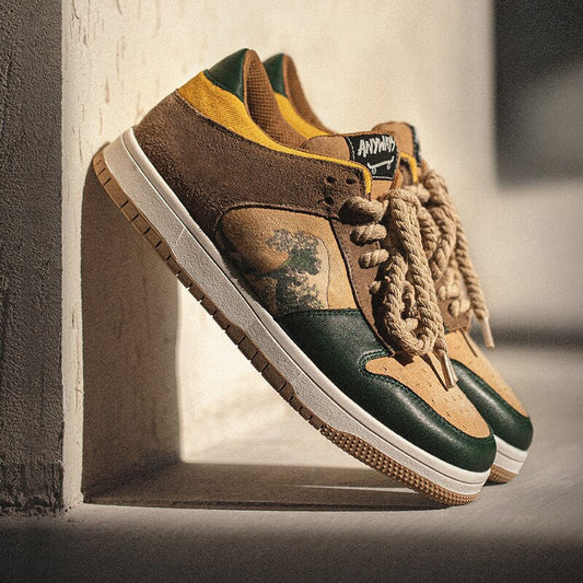 Kunstvolle Damen & Herren Plateau-Sneakers mit Wellenmotiv – Daiki