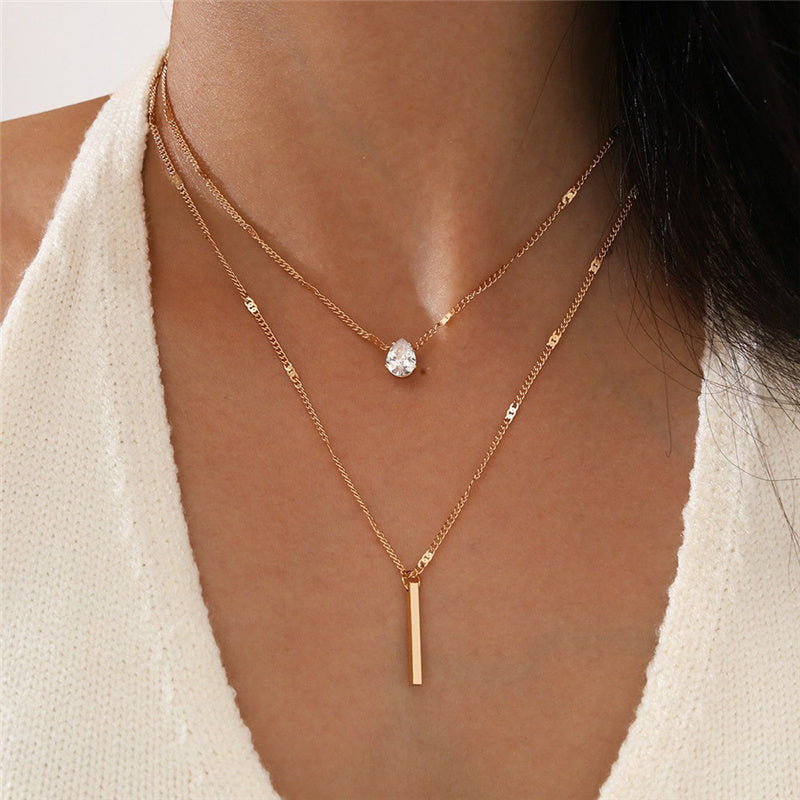 Hals Glitzer | Gold-Anhänger Halskette Set Vintage-Schmuck