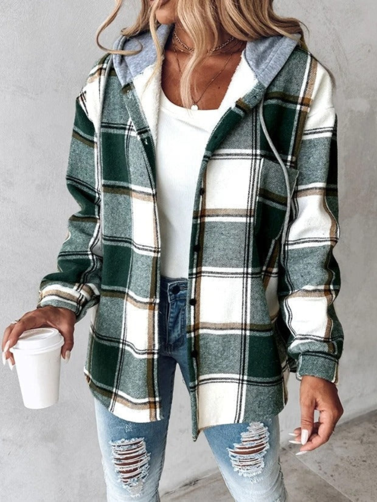 WW | Stil klassischer karierten Hoodie für Damen