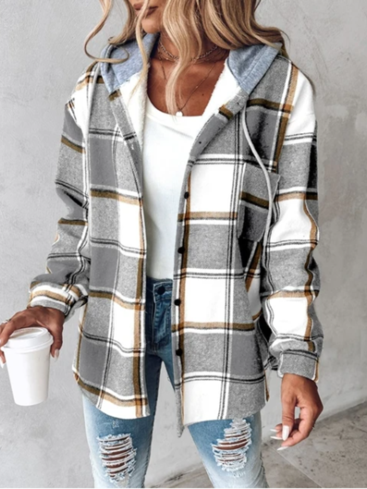 WW | Stil klassischer karierten Hoodie für Damen