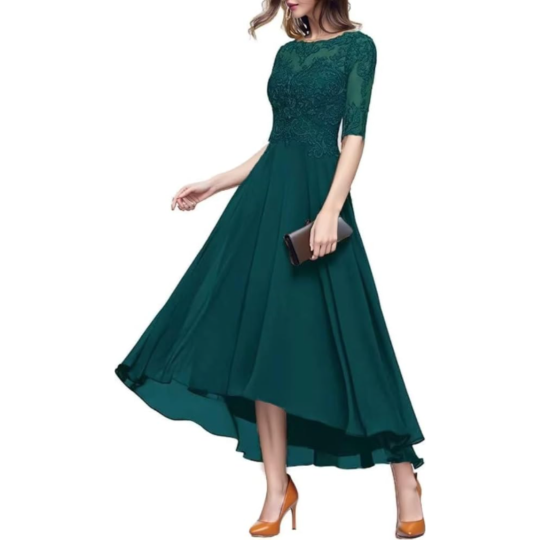 Elegantes Kleid Mit 3/4 Ärmeln Für Damen | Midi
