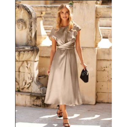 Kurzärmliges Wickelkleid Für Damen | Midi