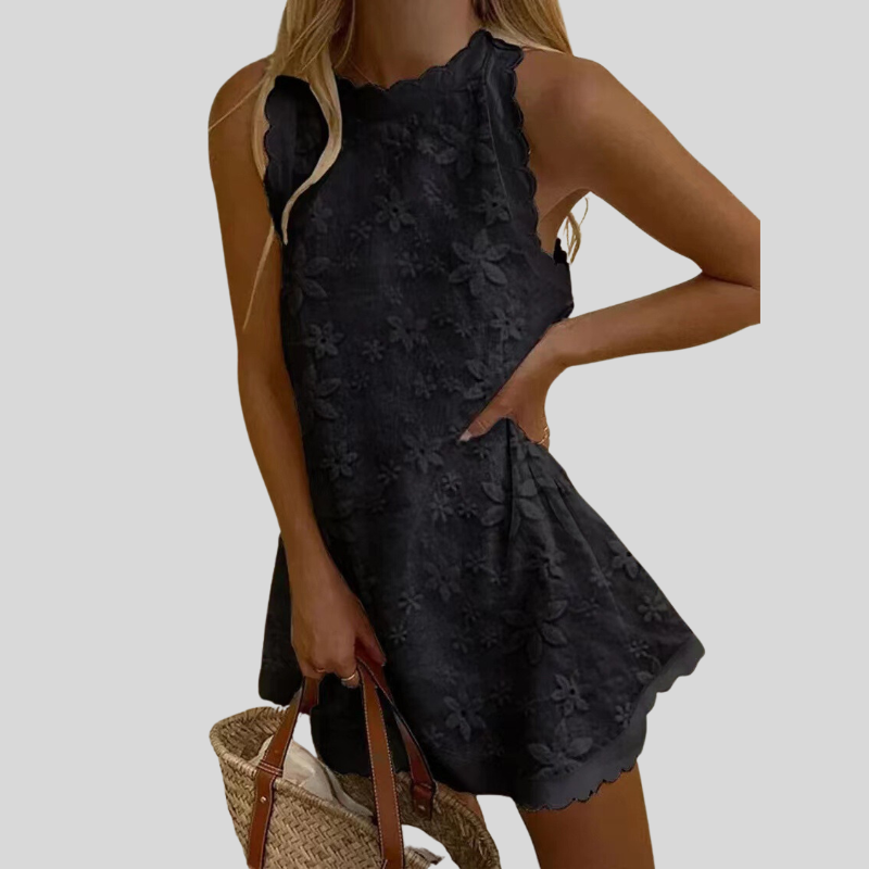 Ärmelloses A-Linie Kleid für Damen mit Blumenstickerei - Neolysa