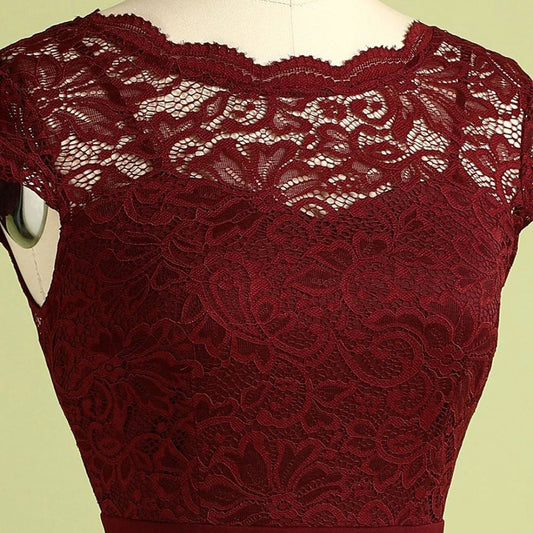 Kylie Vintage Bordeaux Rote Spitzenkleid