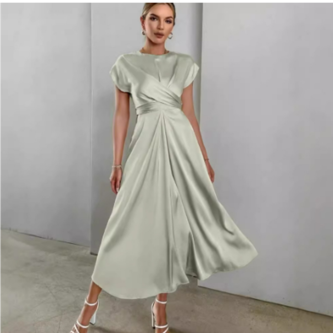 Kurzärmliges Wickelkleid Für Damen | Midi