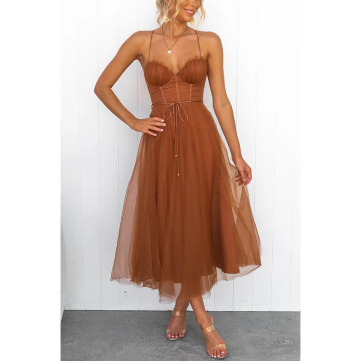 Elegantes Sommerkleid Mit Spaghettiträgern Für Damen | Midi