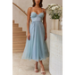 Elegantes Sommerkleid Mit Spaghettiträgern Für Damen | Midi