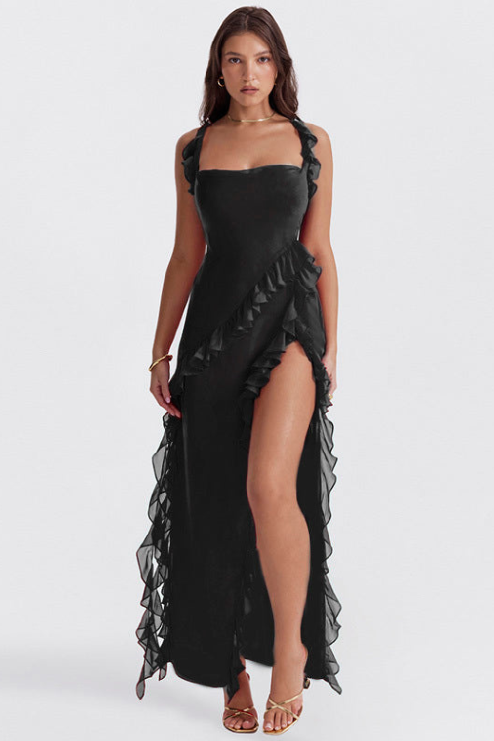 Damen Ärmelloses Maxikleid mit eckigem Ausschnitt für Sommer